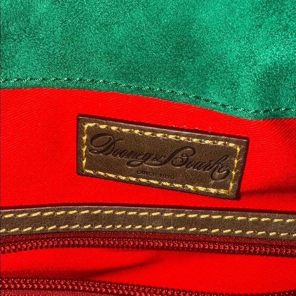 Dooney & Bourke Brown Leather Shoulder Bag with Red Accents